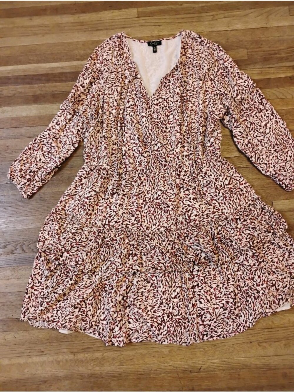 Jessica Simpson Reina Ruffle Dress Tiered Viscose Lined Casual Midi 3XL